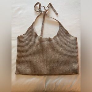 Kittenish tan stretchy halter top